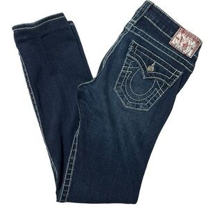 True Religion 26 Dark Blue Wash Crystal Embellished Disco Julie Big Skinny Jeans